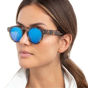 ILLESTEVA LEONARD Tortoise Blue Mirrored Sunglasses Handmade in Italy